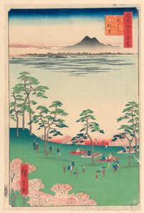 Vista para o norte da colina de Askua (Askua-yama Kita no Chobo) Da série Cem vistas famosas de Edo de Ando Hiroshige