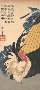 Galo, guarda-chuva e glórias da manhã, ca. 1830., c. 1830. de Ando Hiroshige