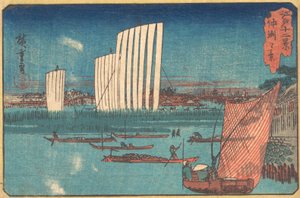 Barcos à vela, da série Twelve Views of Edo, século XIX. de Ando Hiroshige