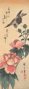 Pardal e Hibisco, c. 1834., c. 1834. de Ando Hiroshige