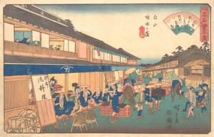 Casa de chá no distrito de Hakusen, ca. 1835-42., c. 1835-42. de Ando Hiroshige