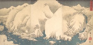 As Montanhas Kiso na Neve, datadas do 8º mês do Snak..., datadas do 8º mês do ano da Serpente, 1857. de Ando Hiroshige