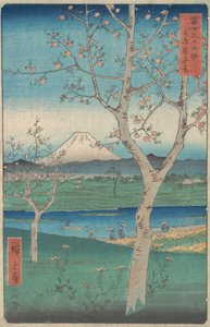 Vista do Monte Fuji de Koshigaya, Província de Musashi Musashi, Kos..., 4º mês, Cavalo ano 1858.