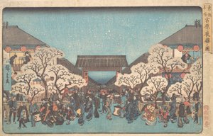 Yoshiwara, a figura de Zakura? 1841. , mosquito. 1841. de Ando Hiroshige