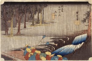 (Números em ponte na chuva) de Ando or Utagawa Hiroshige