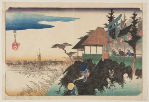 Encosta Leste do Santuário Kanda My?jin (Kanda My?jin Higashizaka) (impressão a cores de bloco de madeira) de Ando or Utagawa Hiroshige