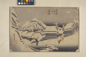 Noite de neve em Kambora de Ando or Utagawa Hiroshige