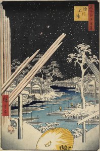 Madeireiras de Fukagawa, 1856 de Ando or Utagawa Hiroshige