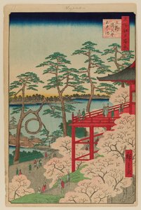 Salão Kiyomizu e lago Shinobazu em Ueno de Ando or Utagawa Hiroshige
