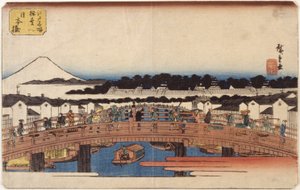 Nihonbashi (impressão em bloco de madeira a cores) de Ando or Utagawa Hiroshige
