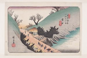 No. 16, Annaka (impressão a cores de bloco de madeira) de Ando or Utagawa Hiroshige