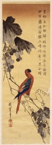 Papagaio e videiras (impressão em bloco de madeira a cores) de Ando or Utagawa Hiroshige