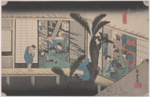 Cena em uma pousada de Ando or Utagawa Hiroshige