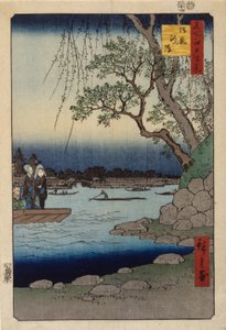 Estábulo Aterro (impressão em bloco de madeira a cores) de Ando or Utagawa Hiroshige
