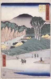Estação 27, Kakegawa (impressão em bloco de madeira a cores) de Ando or Utagawa Hiroshige