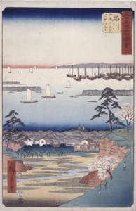 Estação 2, Shinagawa (impressão em bloco de madeira) de Ando or Utagawa Hiroshige