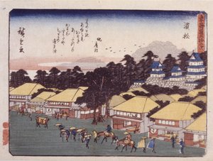 Estação 30, Hamamatsu (impressão em bloco de madeira a cores) de Ando or Utagawa Hiroshige