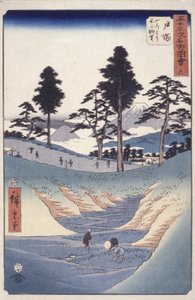 Estação 6, Totsuka (impressão em bloco de madeira) de Ando or Utagawa Hiroshige