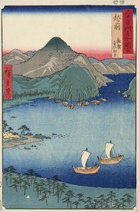 A floresta de pinheiros de Kebi em Tsuruga, na província de Echizen, no. 31 da série Imagens de lugares famosos nas sessenta e ímpares províncias, 1853 de Ando or Utagawa Hiroshige