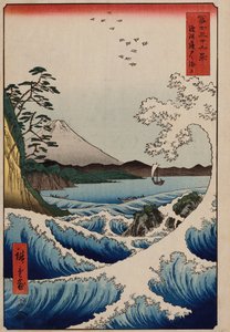 O mar de Satta, na província de Suruga ", da série" As trinta e seis vistas do Monte. Fuji " de Ando or Utagawa Hiroshige