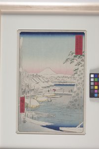 A margem do rio Sukiya na capital oriental (T?to: Sukiyagashi) (impressão em bloco de madeira a cores) de Ando or Utagawa Hiroshige