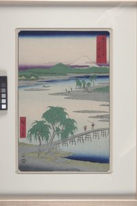 O rio Tama na província de Musashi (Musashi Tamagawa) (impressão em bloco de madeira a cores) de Ando or Utagawa Hiroshige
