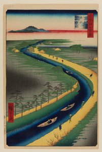 Rebocadores ao longo do canal Yotsugi-dori de Ando or Utagawa Hiroshige