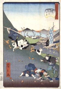 Vista de Nishitomizaka Em Koishikawa (38) (Koishikawa Nishitomizaka No Kei 38) (impressão a cores de bloco de madeira) de Ando or Utagawa Hiroshige