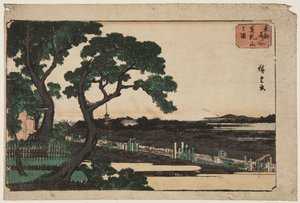Vista de Matsuchiyama (Matsuchiyama no zu) (impressão em bloco de madeira colorida) de Ando or Utagawa Hiroshige