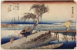 Yokkaichi (Estação #44) (impressão em bloco de madeira a cores) de Ando or Utagawa Hiroshige