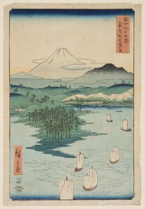 Yokohama em Noge na província de Musashi (Musashi Noge Yokohama) (impressão em bloco de madeira colorida) de Ando or Utagawa Hiroshige