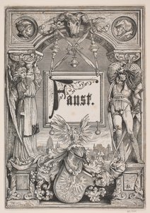 Página de rosto e vinheta para uma edição de "Faust", Munique 1884