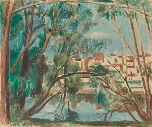 As margens do Sena em Carrières-sur-Seine de Andre Derain