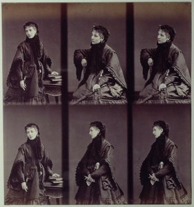 Retrato de Sarah Bernhardt (1844-1923) em traje de cidade de Andre Adolphe Eugene Disderi