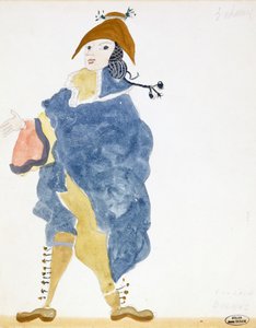 Figurino do Conde Almaviva disfarçado, para uma representação de "O Barbeiro de Sevilha" em Paris (aguarela sobre papel) de Andre Derain