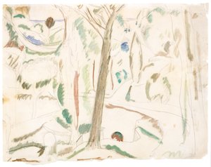 Sem título (estudo para The Turning Road), c.1906 (grafite e aguarela sobre papel) de Andre Derain