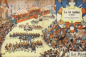 Desfile do dia da Bastilha, ilustração para o riso