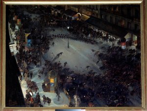La charge, Boulevard Montmartre Cena de manifestações em Paris. Pintura de André Devambez (1867-1944) 1901 Sol. 1,27 x 1,62 m. Paris, Musee d