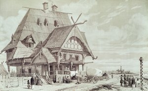 Hotéis e casas de hóspedes, ilustração de &39;pitoresca viagem à Rússia&39;, 1839 de Andre Durand