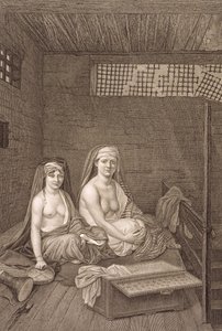 Os dançarinos públicos, do volume II trajes e retratos de &39;Descrição do Egito&39;, gravada por Jean Baptiste Massard, pub. sob as ordens de Napoleão, 1822