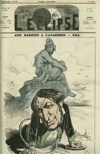 Auguste Barbier (1805-1882), poeta francês eleito para a Academia Francesa em 1869. Capa em "L