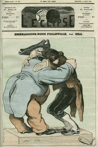 Desenho animado "We Kiss Folleville", vaudeville de Eugene Labiche (1815-1888) e Auguste Lefranc (1814-1878). Capa em "L
