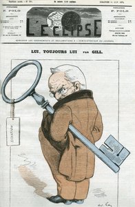 Desenho animado por Adolphe Thiers (1797-1877), estadista francês. Capa em "L
