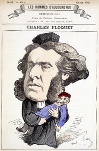 Desenho animado por Charles Floquet (1828-1896), advogado e presidente do Conselho entre 1888 e 1889. Ele feriu o General Boulanger em um duelo, cujas idéias ele lutou. Desenho de Gill em "Os Homens de Hoje". de Andre Gill