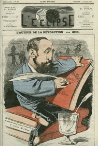 Desenho animado de Jules Claretie (1840-1913), romancista, dramaturgo e crítico francês. Capa em "L