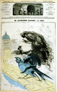 Desenho animado sobre Alphonse Daudet e a Academia Francesa - por Gill, em "L