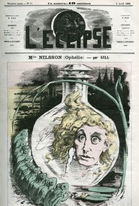 Christine Nilsson no papel de Ophelie (1843- por volta de 1880) cantora de ópera sueca. Capa em "L