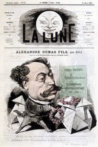 Desenho cómico sobre Alexandre Dumas Fils de Gill. Capa "La Lune" de 24/03/1867. de Andre Gill