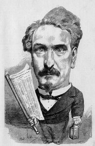 Desenho de André Gill representando Henri Rochefort (1831-1913) jornalista e político francês, In "The Illustrous World" (O Mundo Ilustrado) de Andre Gill