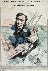 Emile-Justin Menier (1826-81) (cor litho) de Andre Gill